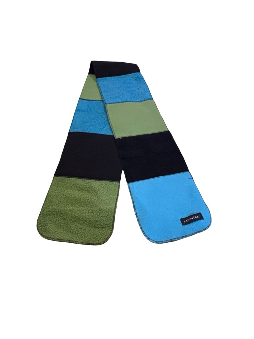 Land’s End Color Block Fleece Scarf 🧣 Scarf with blue and green fleece shearling